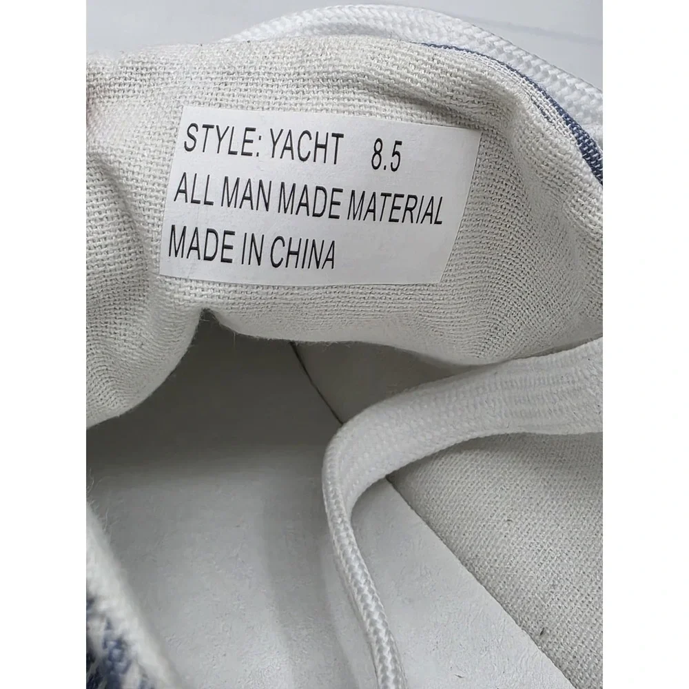 Happily Grey Yacht Sneakers Womens 8.5 Blue White Striped New Canvas Lace Up Low